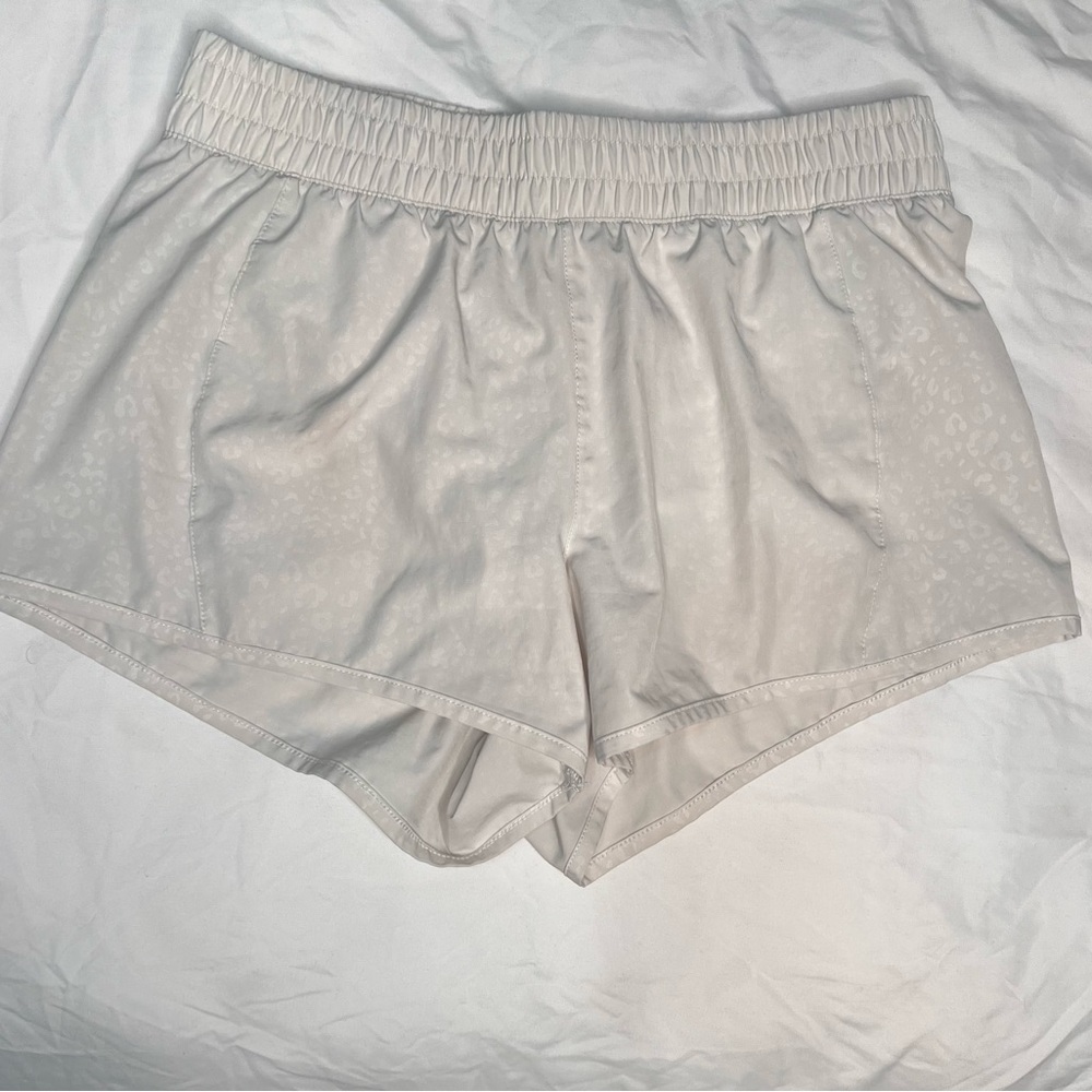 White cheetah print shorts, size M